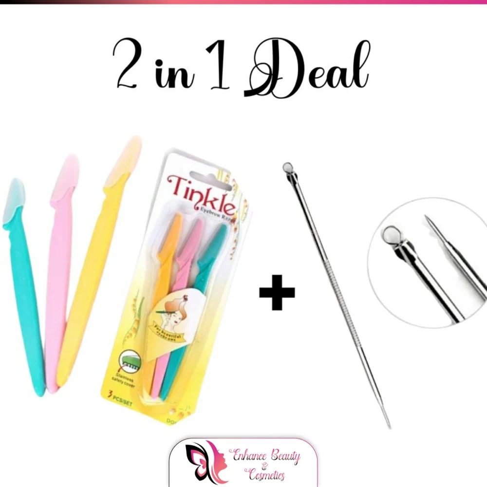 2 in 1 Makeup Deal - Blackhead Pin + Tinkle Eyebrow Razor