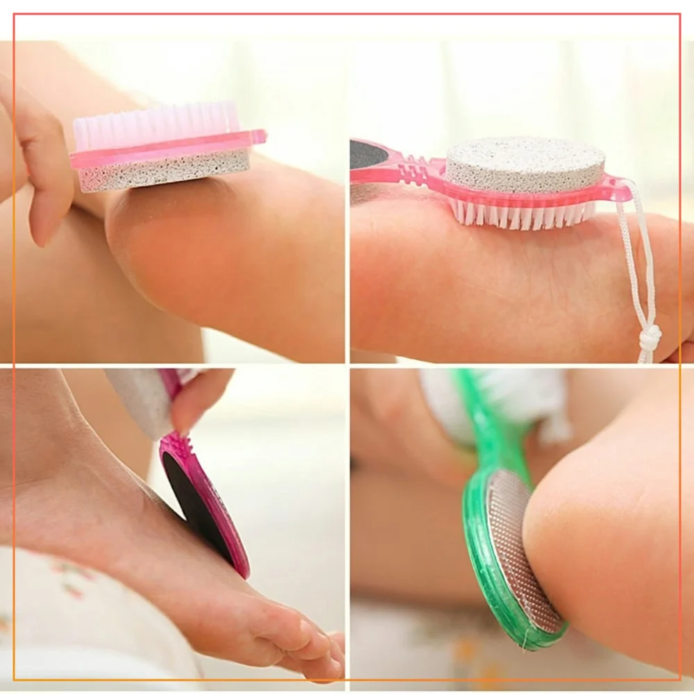 4 In 1 Pedicure Brush & Filer Foot Scraper Scrubber Scrub Filer Cleaner