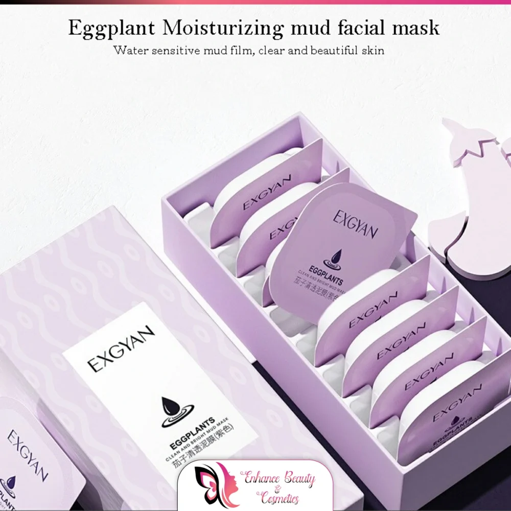 Natural Eggplant Extract Mud Facial Mask Oil Control Moisturizing Acne Blackhead Deep Cleansing Mask