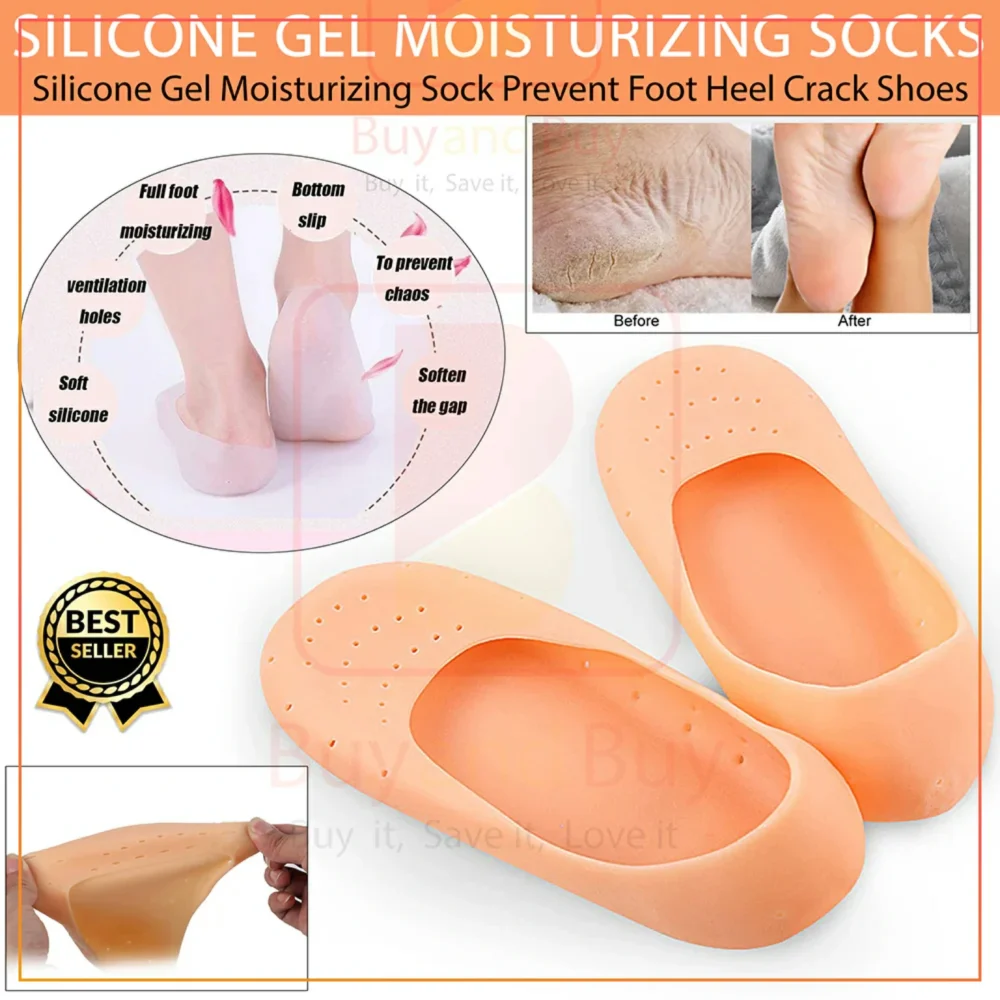 1 Pair Full Length Silicone Gel Moisturizing Socks Foot Care Protector Cracked Heel Socks