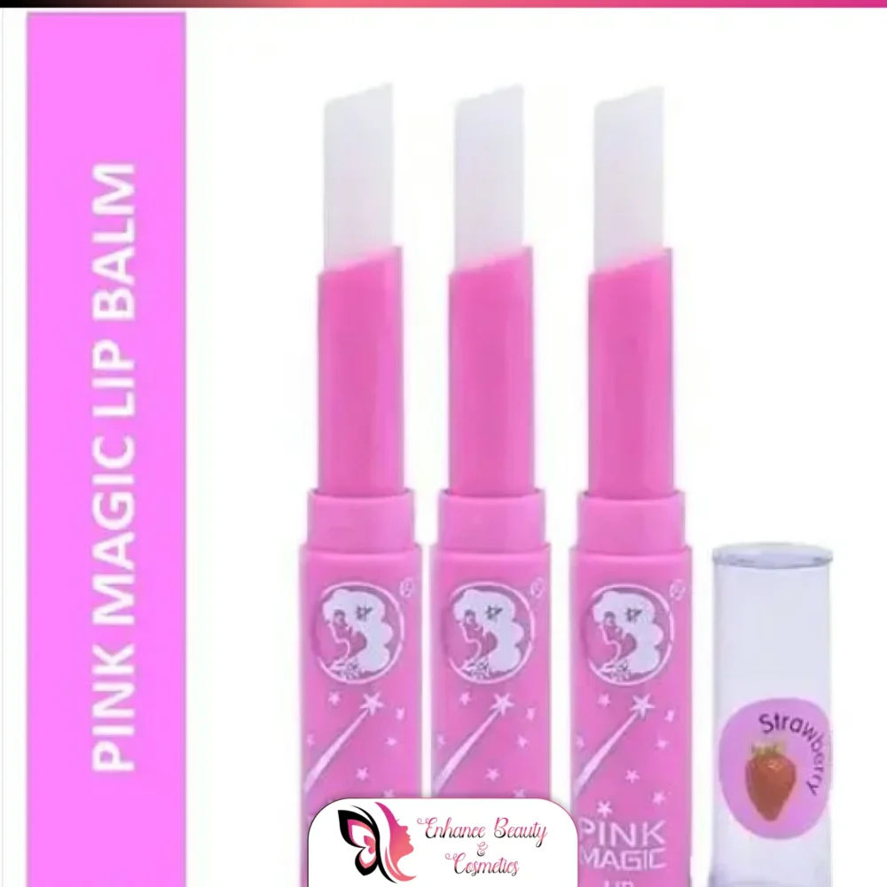 (3pcs ) Pink Magic Strawberry Lip Balm Moisturizing Lip Care Balm Color Transforming Lip Balm