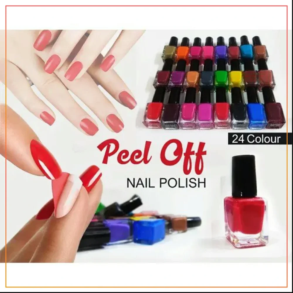 Pack Of 24 Peel Off Nailpaints, Multicolor 24 In1 Girls Nail Paint, Easy To Apply And Remove