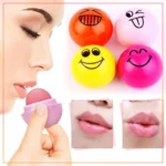 Pack of 4 - Smiley Emoji Lip Balm Fruit Flavor - Pure Natural Lip Moisturising Nourishment Repair Cute Round Balls