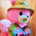12 Inch Soft Fullfy Sequince Heart Teddy Bear For Girls/Boys/Kids | Hat And Heart Style Teddy Bear Stuff Toys -Pink
