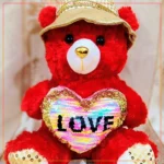 12 Inch Soft Fullfy Sequince Heart Teddy Bear For Girls/Boys/Kids | Hat And Heart Style Teddy Bear Stuff Toys-Red
