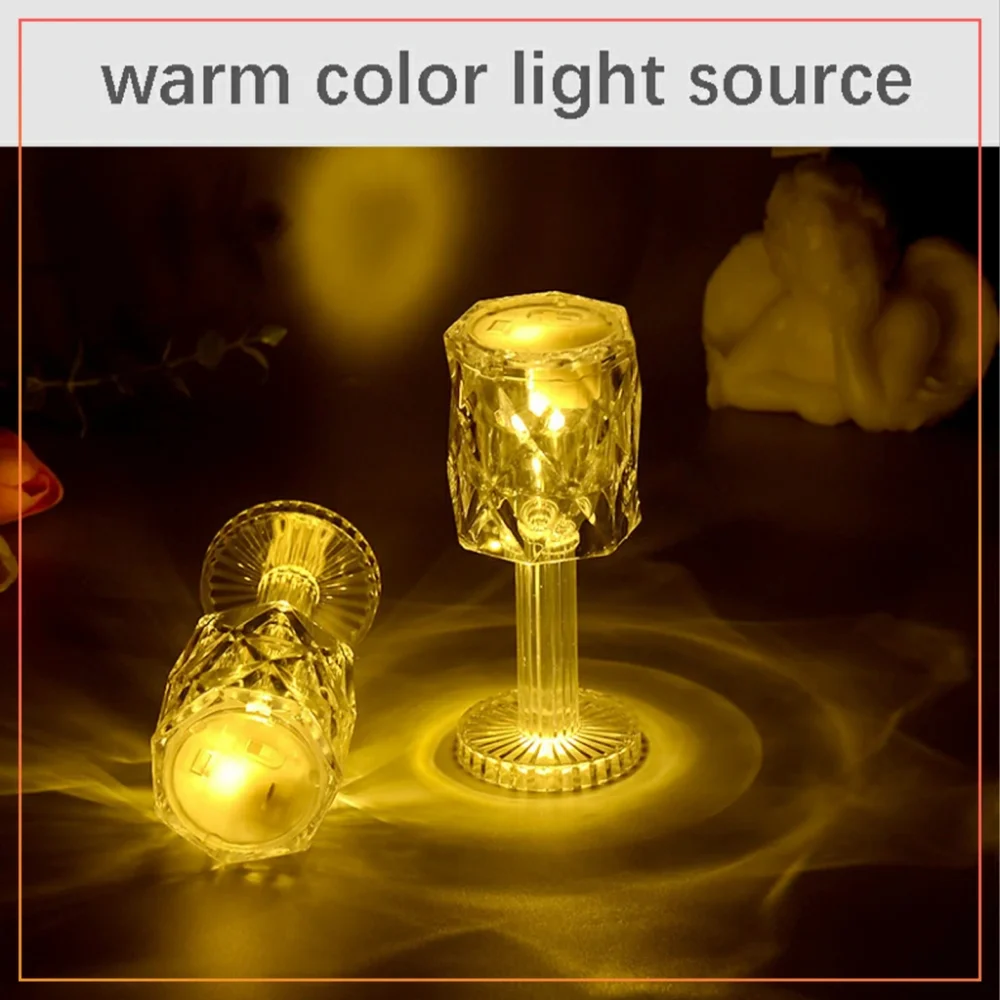 14cm Mini Crystal Lamp Rose Light Diamond Lamp Fancy Table Lamps for Home Decoration Gifts | For Drawing Room Corner / Floor & Bedroom Lampshade