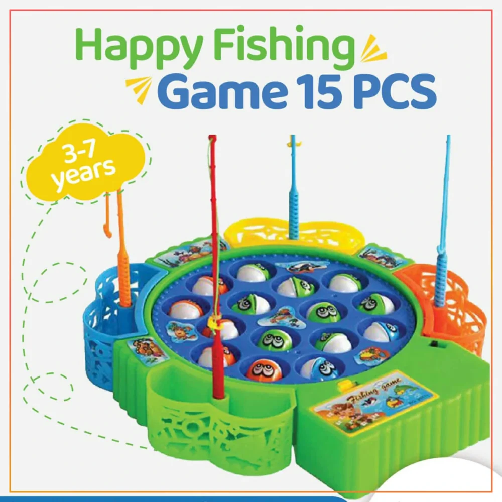 15 Pcs Fishing Toy Game Set For Kids Electrical Rotating 15 Fish Games - Music And Sound Toys - Best Quality - Best For Gift