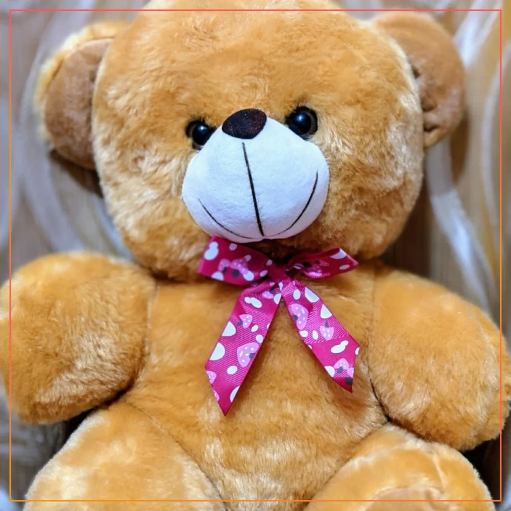 (10 Inches/ 25.4cm) Soft And Fluffy Net Ribbon Teddy Bear For Girls/ Kids Stuffed Teddy Bears Plush Toys For Kids Knot Style Teddy Bear For Gift-Brown