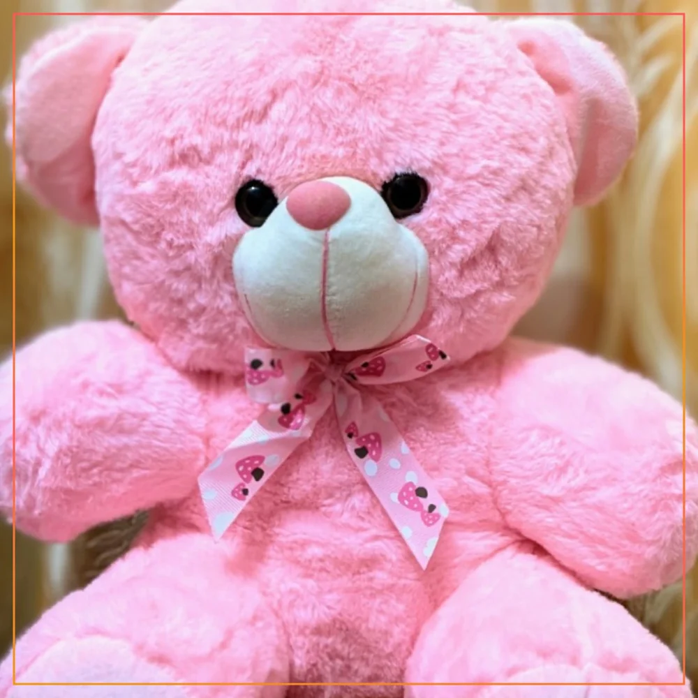 (10 Inches/ 25.4cm) Soft And Fluffy Net Ribbon Teddy Bear For Girls/ Kids Stuffed Teddy Bears Plush Toys For Kids Knot Style Teddy Bear For Gift-Pink
