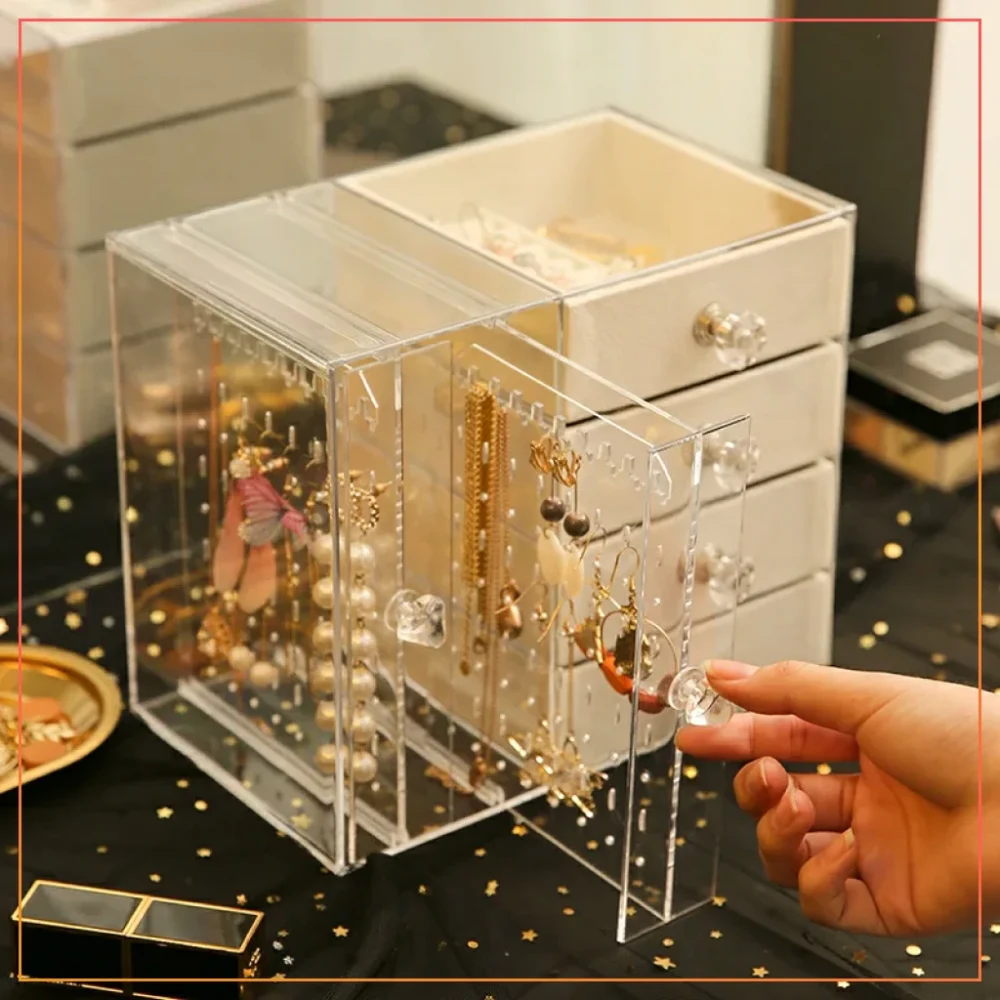 2 Layer 4 Drawer Earings and Locket  Transparent Jewelry Organizer Acrylic Jewelry Storage Box Display (Copy)