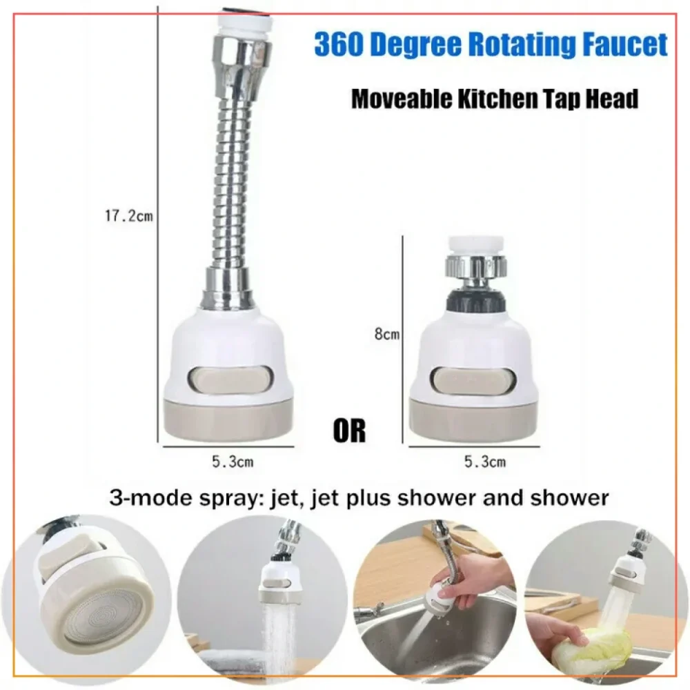 2 In 1 Kitchen Shower Splash Faucet Water-Saving Filter Shower Water Rotating Spray Regulator Tap Water Filter Valve For Kitchen Bathroom Accessories