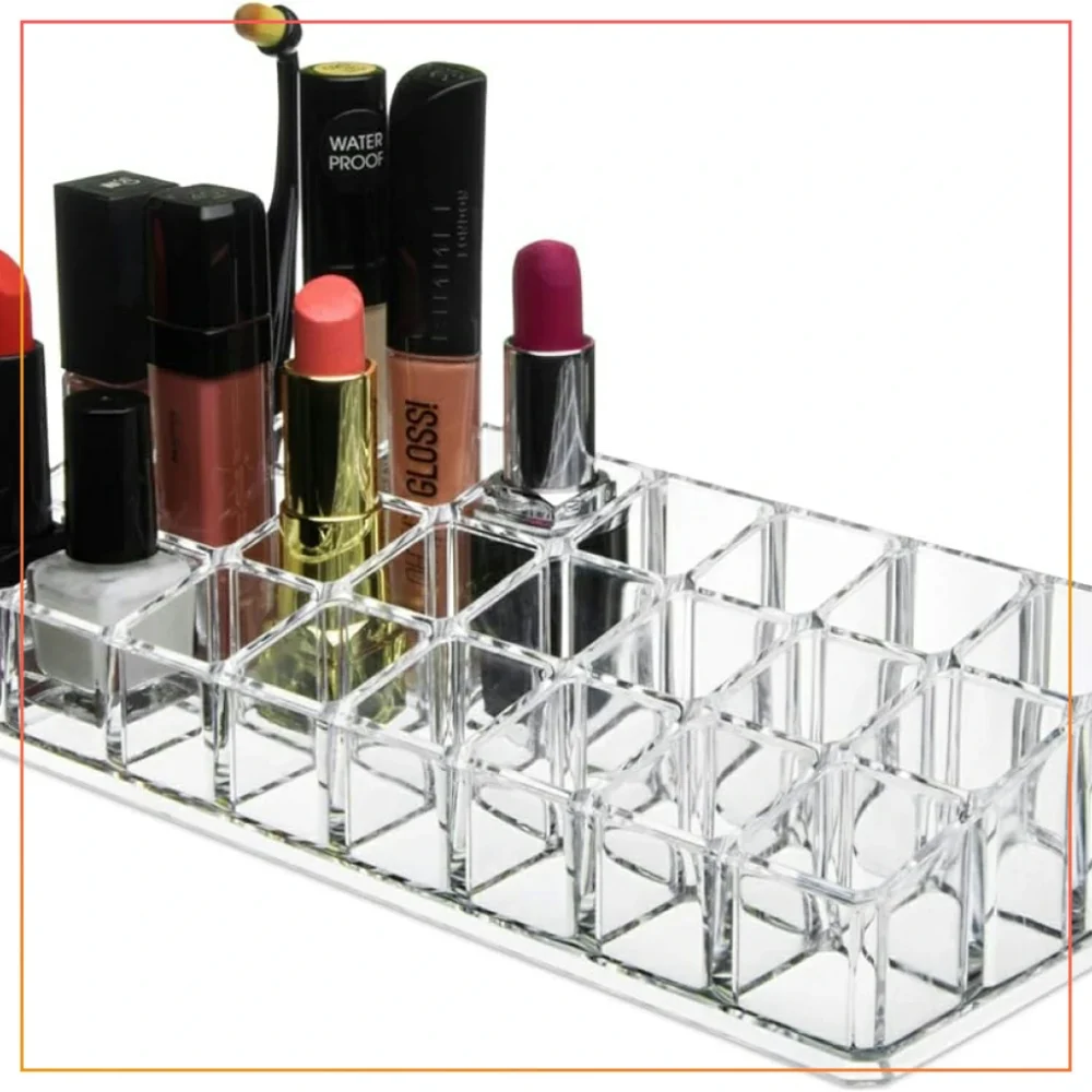 24 Slot Transparent Makeup & Lipstick Organizer/Box 24 Pcs Lipstick Holder Stand Lipstick Organizer Storage for Cosmetic Makeup Holder