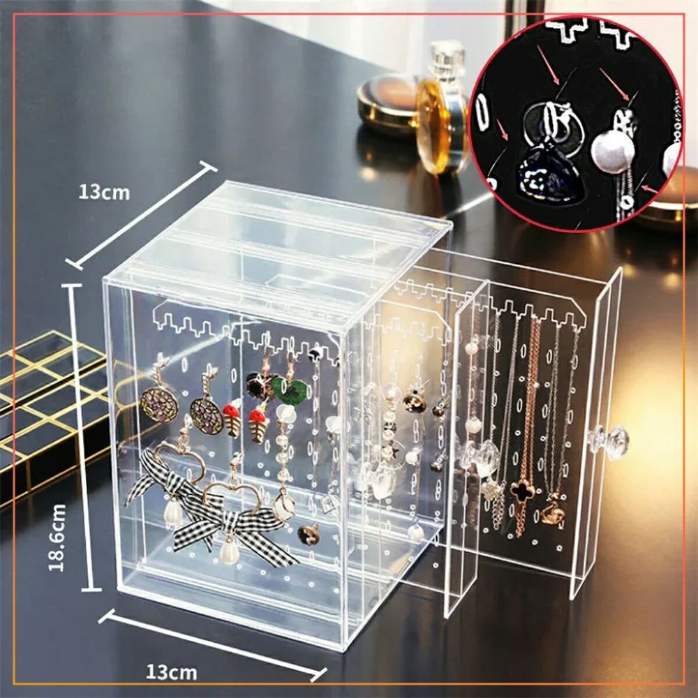 3 Layer Earings and Locket  Transparent Jewelry Organizer Acrylic Jewelry Storage Box Display
