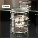 3 Layer Jewelry Storage Box , 360 Degree Rotating Jewellery Organizer With Lid Transparent | Ear Rings , Necklace & Bracelets Holder | Portable Jewelry Box 