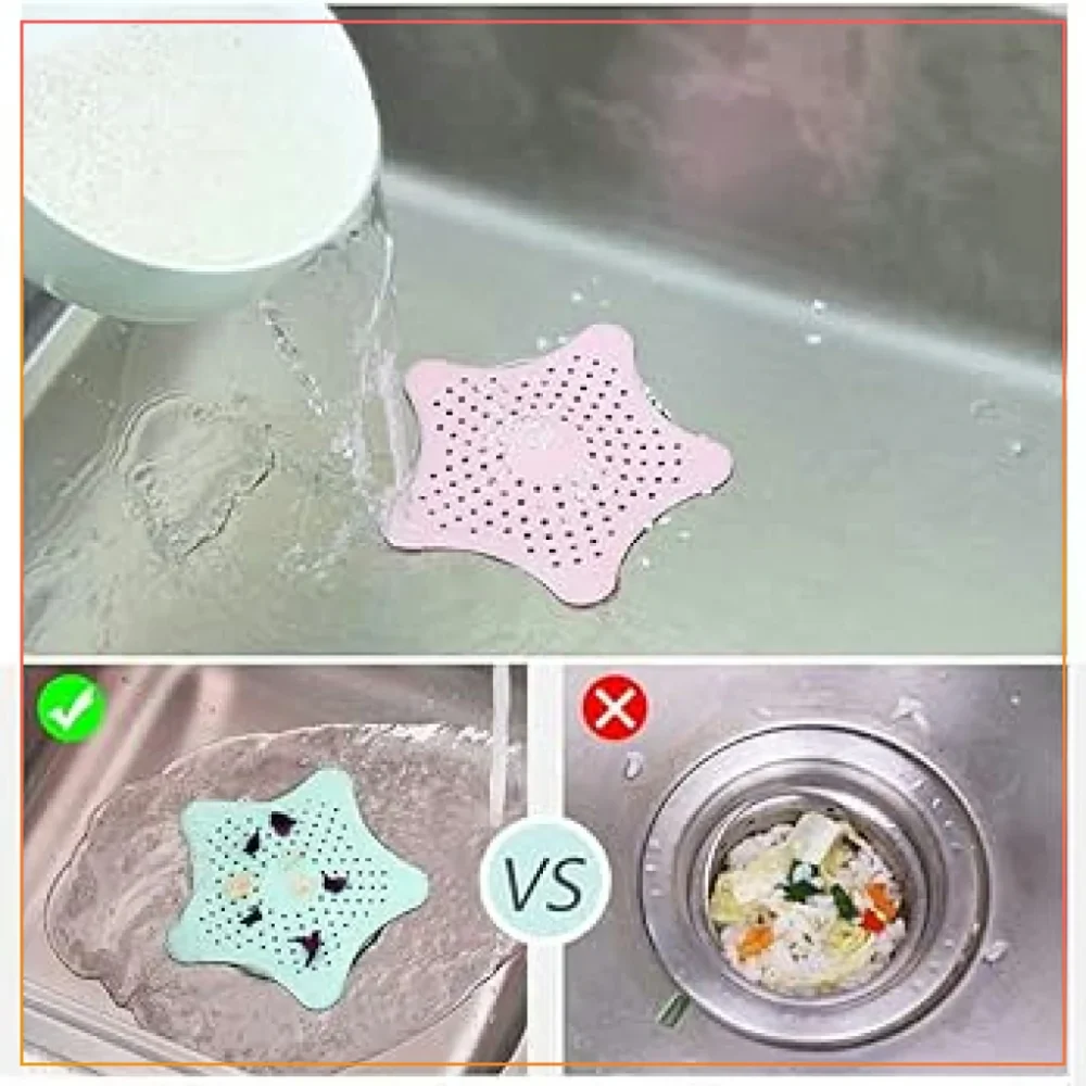 1 Pc Star Shape Hair Catcher Durable Silicone Hair Stopper Shower Drain Covers Easy To Install And Clean Suit For Bathroom Bathtub And Kitchen