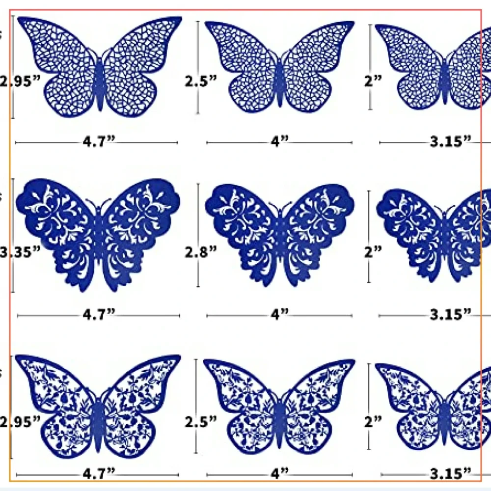 3 PCS Of 3D Butterfly Wall Stickers For Wedding Decor, Room Decoration-Blue