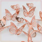 (Pack of 3 )3D Metallic Butterfly Wall Sticker Home Decor Assorted Styles 3 Sizes, Removable Reusable Stickers for Wall-Rose Gold (Copy)
