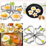 Fried Egg Mold, Pack of 4 Stainless Steel Egg Ring Egg Shaper Pancake Mold Heart/Round/Star/Flower Shapes