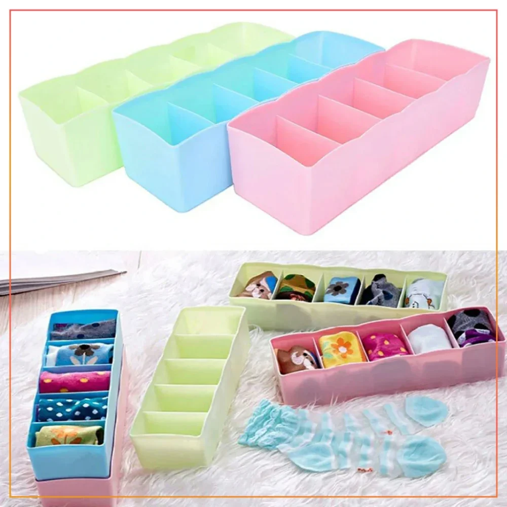 5 Grids Drawer Organizer- Underwear Clothes Storage Organizer - Closet Case Ties Socks  Wardrobe Home Bedroom Organizer