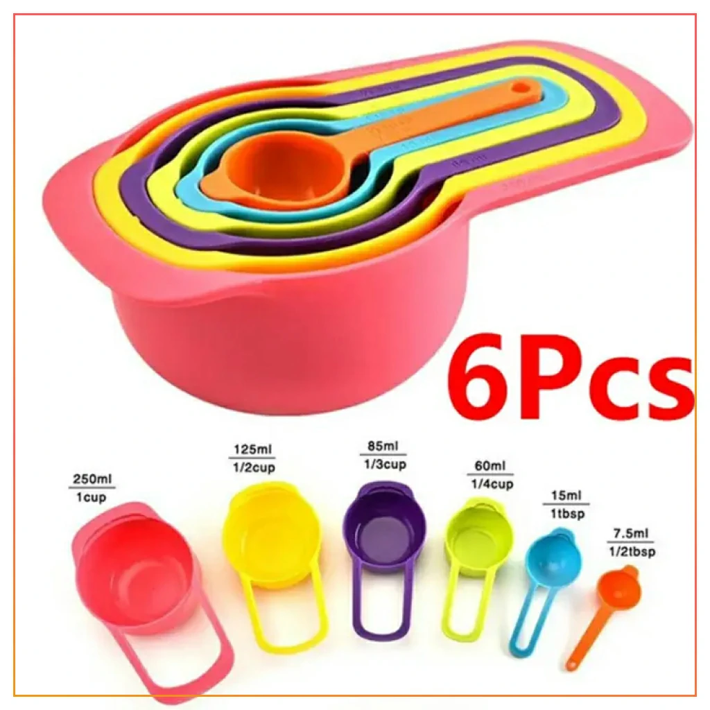 6 Pieces Measuring Spoons And Cups...