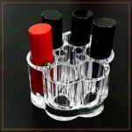 6 Slot Round Shape Lipstick Holder and Organizer Flower Shape Clear Acrylic Makeup Cosmetic Jewelry Storage Case Makeup Brush Holder