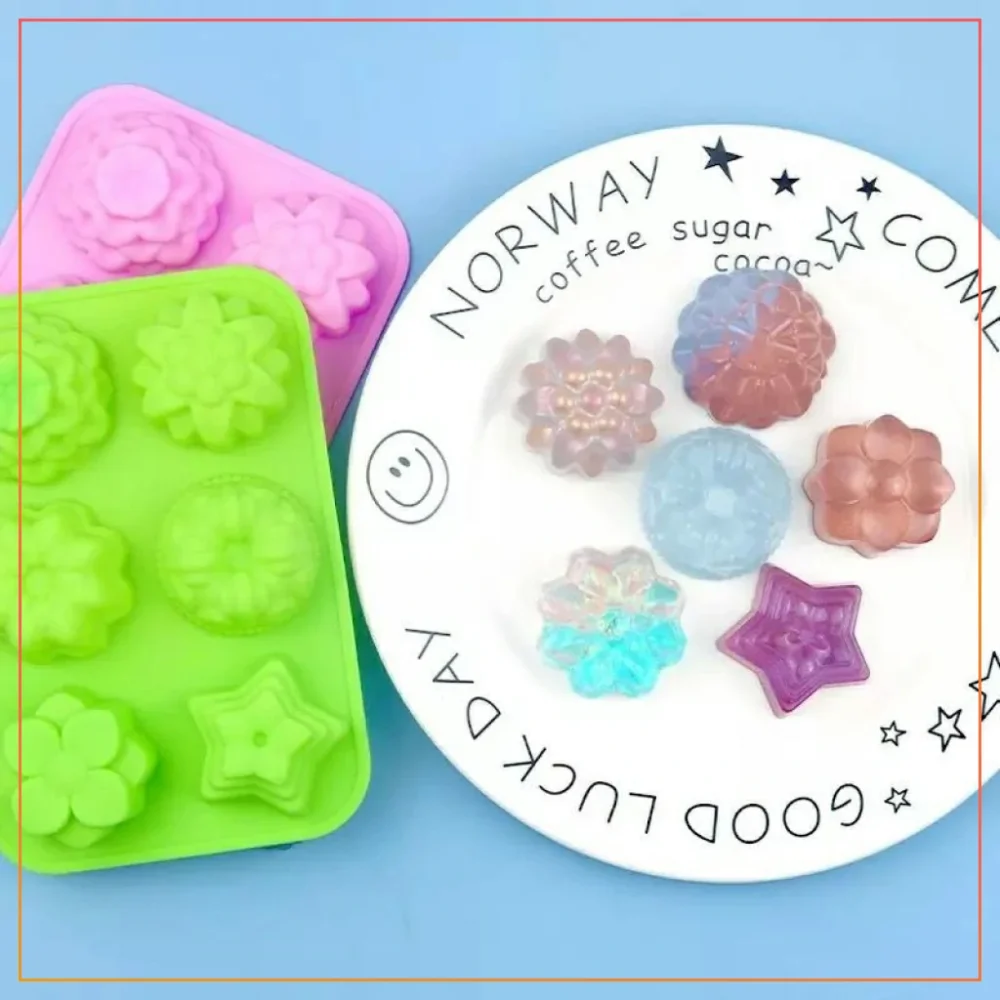 Flower Silicone Fondant Chocolate Cake Candy Mold DIY Baking Tool-6 Cavity