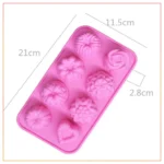 Flower Silicone Fondant Chocolate Cake Candy Mold DIY Baking Tool-8 Cavity ( Pink)