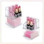9 Grid Lipstick Shelf Organizer With Rotating Base Box Transparent Jewelry Storage Box Makeup Organizer Holder