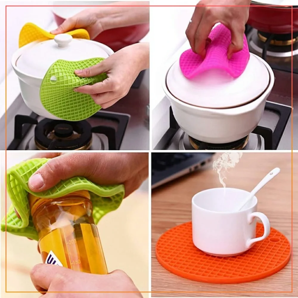 Anti-Slip Pot Pads , Thick Silicone Pot Holders, Multi-Purpose Hot Pads, Mats for Tables, Rubber Pads For Hot Dish, Coffee Coaster Bowl Pads, Silicone Heat-Proof Mat