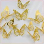Pack Of 12 3D Butterfly Golden Wall Sticker Home Decor 
