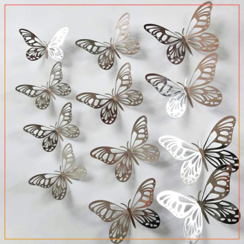 (Pack Of 6) Silver 3D Metallic Butterfly For Decor,Living Room Wedding Decoration , Butterflies Fridge Kids Bedroom Nursery Sticker, Arts & Craft  (Copy)
