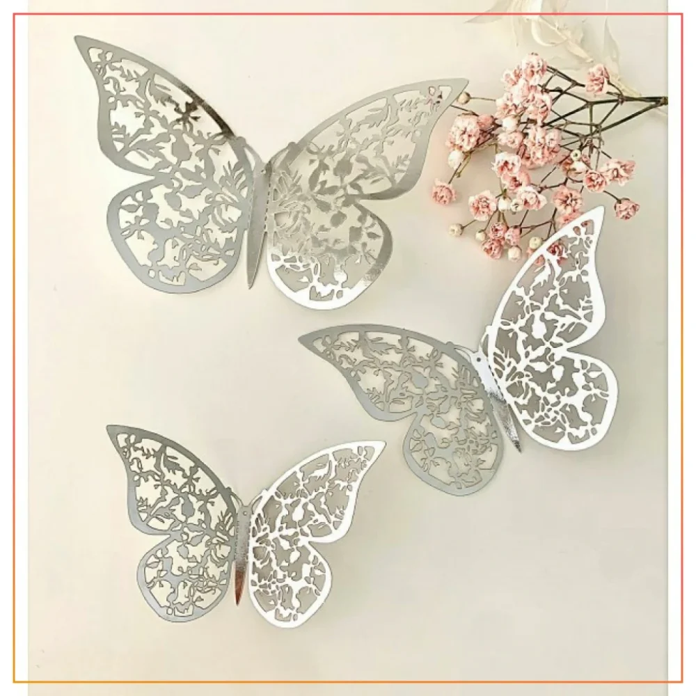 (Pack Of 3) Silver 3D Metallic Butterfly For Decor,Living Room Wedding Decoration , Butterflies Fridge Kids Bedroom Nursery Sticker, Arts & Craft  (Copy)