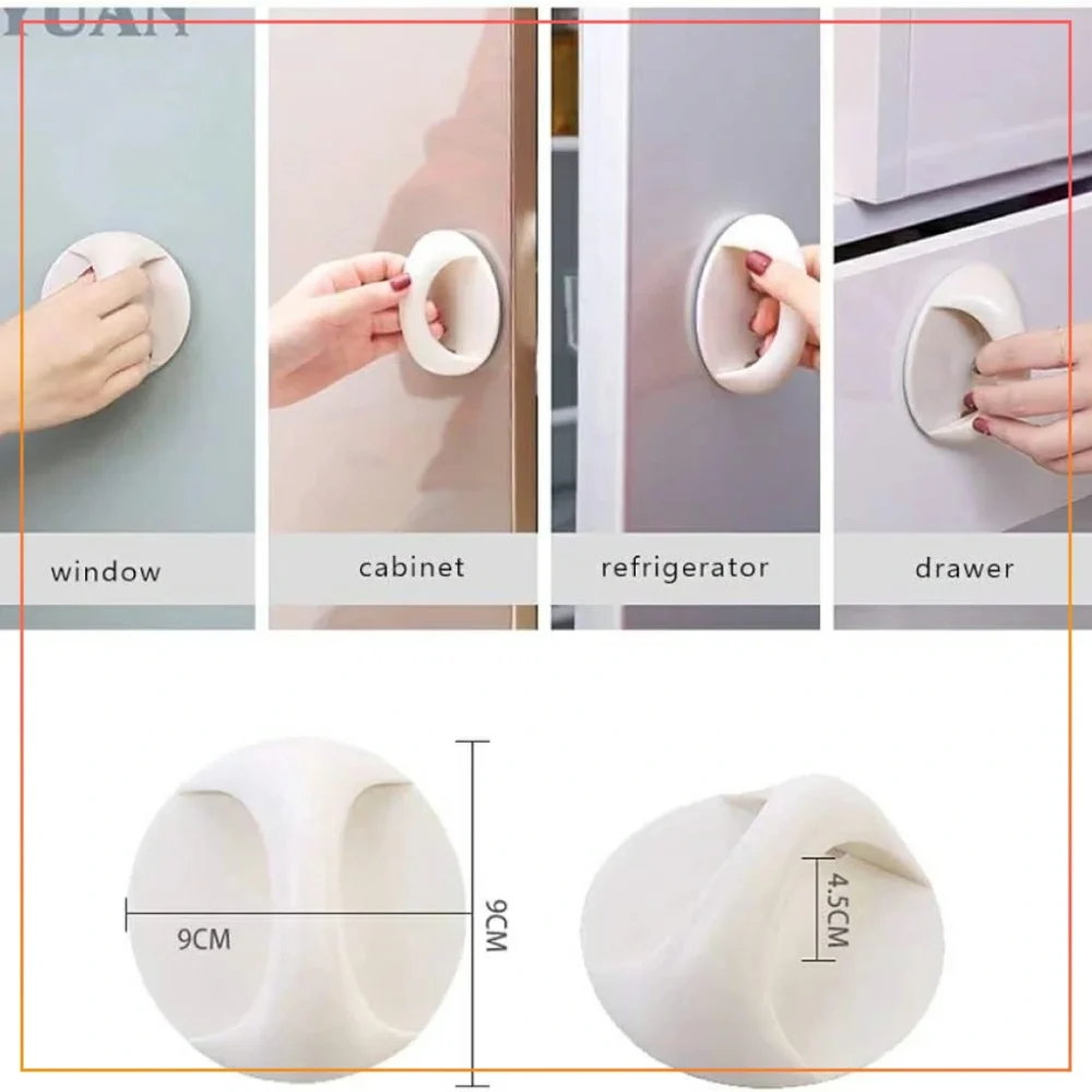 ( PACK OF 3) Cabinet Drawer Handle- Self-Stick Cabinet Drawer Handle Helper Auxiliary Kitchen Cabinet Door Window Handle Sticker Convenient Opening Stick-on Handles