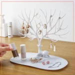Deer Jewellery Organizer Tree | Ear Rings & Necklace Hanging Holder Display | Jewelry Box Vanity Hanger Stand Fold able-White