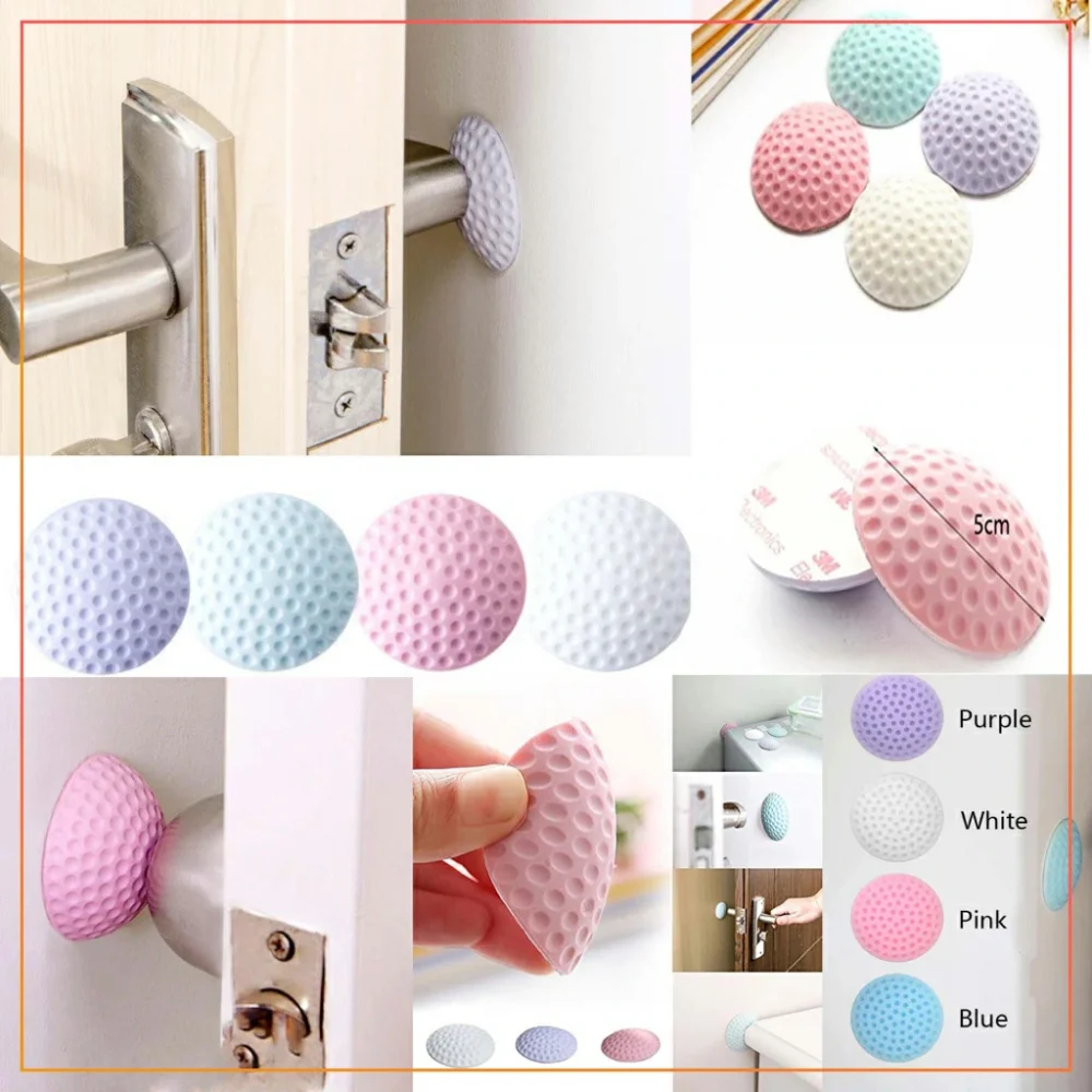 4 Pcs Door Lock Wall Protector Rubber Bumpers,Self Adhesive Silicone Wall Protectors Handle Guard for Bedroom, Kitchen, Office