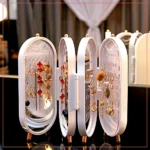 Foldable Jewellery Organizer With Mirror Transparent Jewellery Box Multi-layer Dustproof  Jewellery Holder Portable Plastic Organizer Case Ear Rings & Necklace_Hanging Holder-White