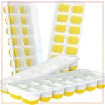 Ice Cube Tray With Lid, Space-Saving , Square Ice Cube Trays Silicone Pop Up Ice Tray - Flexible Tray For Refrigerator And Freezer