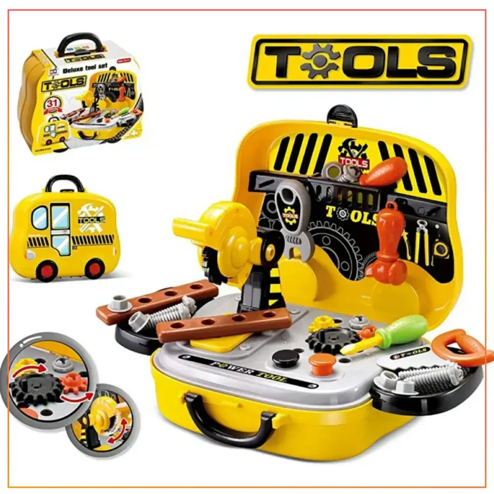 Pretend Playset Deluxe  Construction Tool Sets,Tools Suitcase ,Car Shape Box Play Toy For Kids