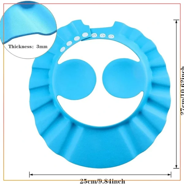 Kids Shower Caps Shower Cap Newborn Adjustable Hair Wash Hat Infant Ear Protection Safe Kids Shampoo Shield Bath Head Cover-Blue - Image 2