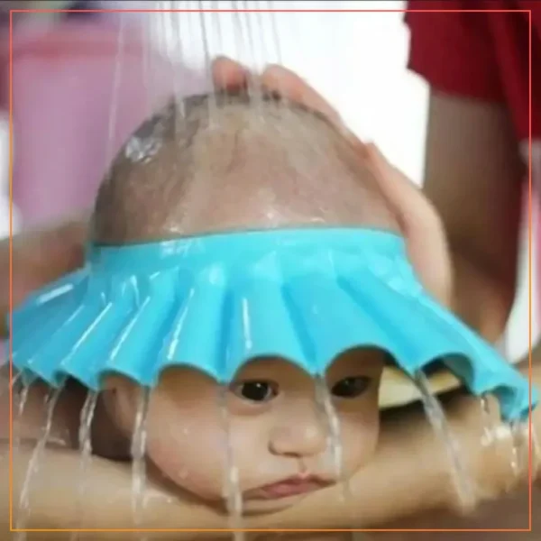 Kids Shower Caps Shower Cap Newborn Adjustable Hair Wash Hat Infant Ear Protection Safe Kids Shampoo Shield Bath Head Cover-Blue