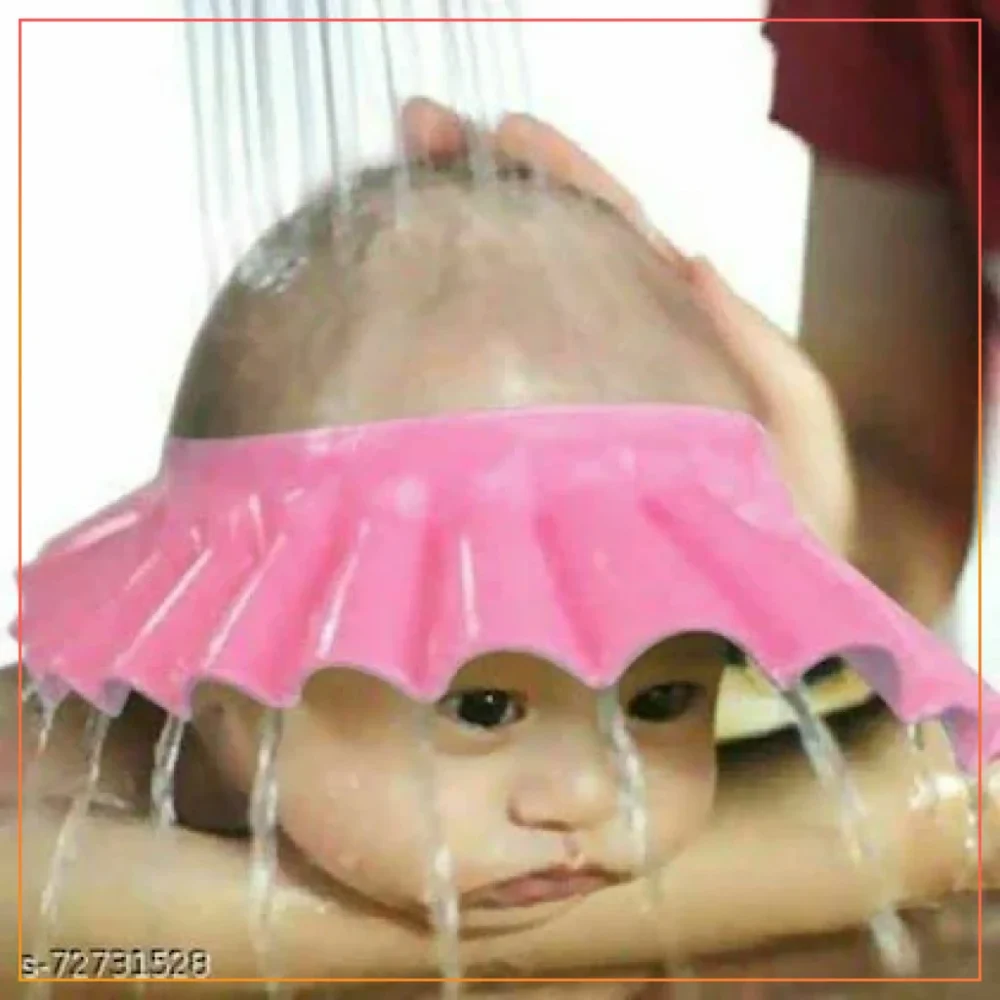 Kids Shower Caps Shower Cap Newborn Adjustable Hair Wash Hat Infant Ear Protection Safe Kids Shampoo Shield Bath Head Cover-Pink