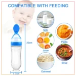 Kids Spoon Feeder For Babies - 90 ML Safe Newborn Baby Feeding Bottle Silicone Squeeze Feeding Spoon-Multicolor