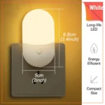 Intelligent LED Lights Bedroom Bedside Lamp Wall Socket Plug Night Light 2 Modes Night Light Warm and Cold Light-White