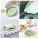 Leaf Shape Soap Tray Non Slip Soap Box Toilet Shower Tray Draining Rack Bathroom Gadgets Soap Dish 