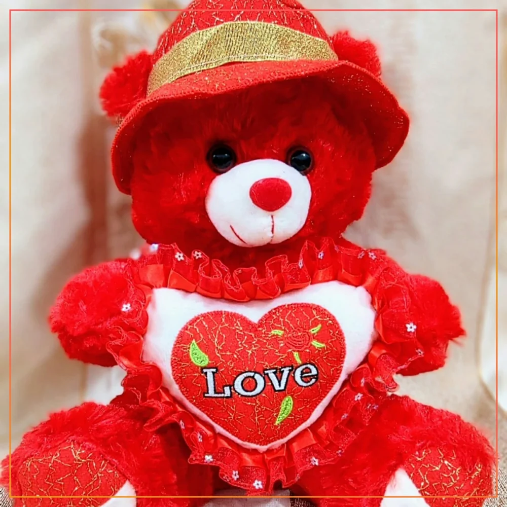 12 inches/ 30.4cm Soft Love Heart Teddy Bear for Girls Stuffed Toy Soft Plush Kids Teddy Bear -Red