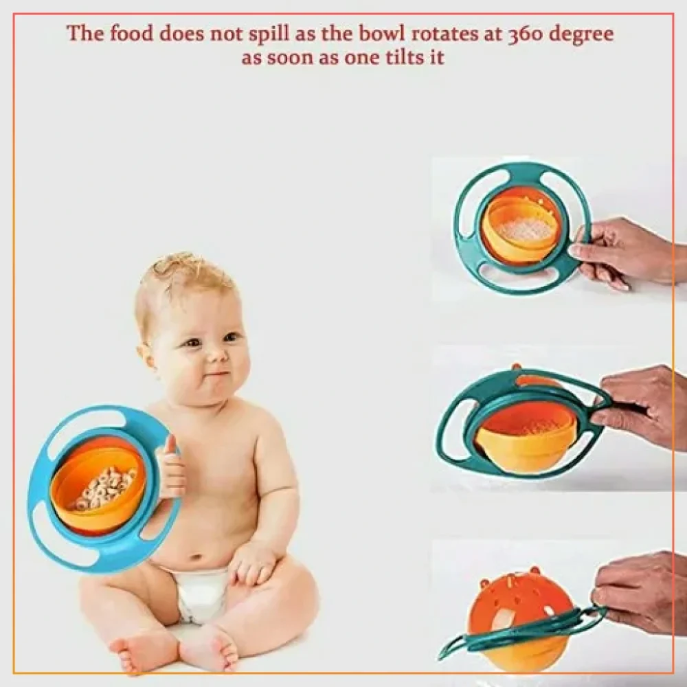 Magic Gyro Bowl 360° | Rotatable 360 Bowl | 360 Baby Bowl | Baby Feeding Bowl | Baby Feeder By The Essential Car