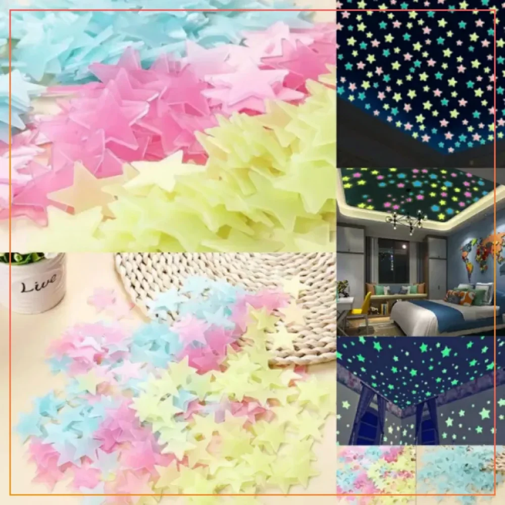  20 Pcs 3D Stars Glow Shine In The Dark Luminous On Wall Glowing Stickers For Wall Decal Kids Room living Room Home Decoration
