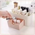 Plastic  Jewelry Box With Small Drawer 6 Grid Makeup Organizer and Stationary Storage Case