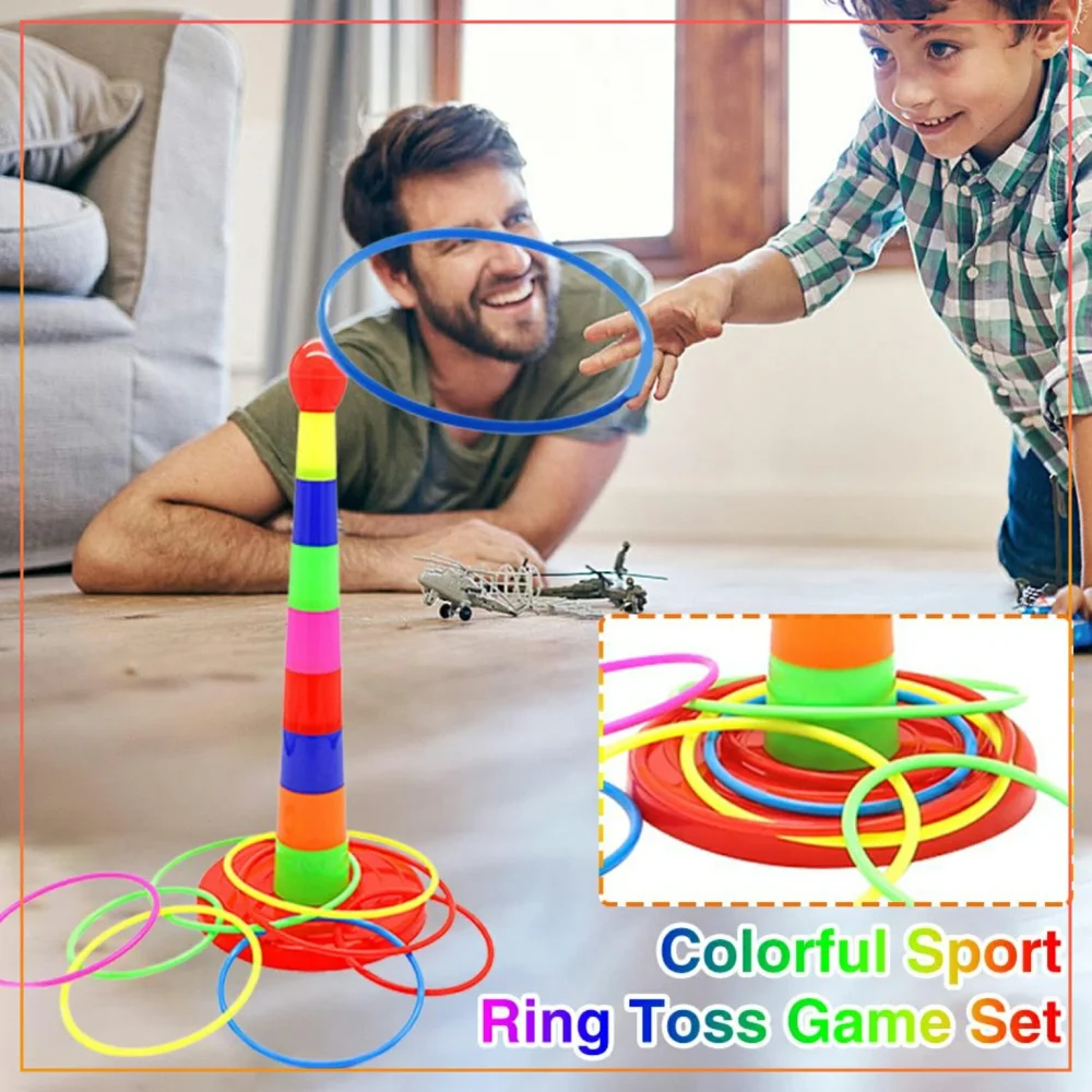 Ring Toss Game- 4 Ring - Multicolor Durable Plastic Rings Competitive Tossing Game for Kids and Adults (Copy)