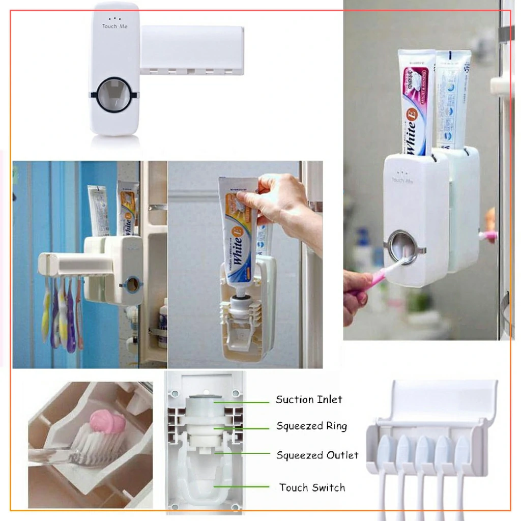 Toothpaste Dispenser & Toothbrush Holder -Wall...